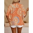 thumbnail image 4 of ZOELNIC Womens Printed Chiffon Blouses V Neck Batwing Short Sleeve Summer Flowy Tops Shirts, 2XL, 4 of 5