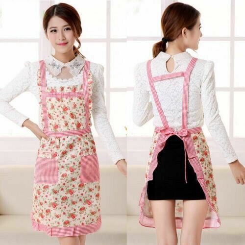 Women Cooking Kitchen Restaurant Chef Adjustable Bib Apron Dress With ...