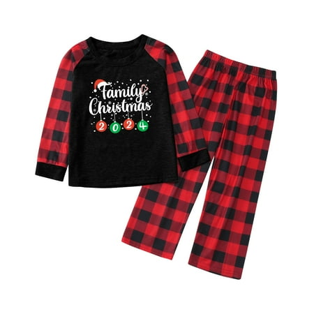 

Baby Boy Outfits Christmas Letter Plaid Print Long Sleeve T Shirt Top Pants Xmas Lightweight Sleepwear Holiday Family Matching Pajamas Clothing Set for Boy(5 Years-6 Years)