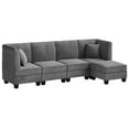 thumbnail image 6 of Sobaniilo 116" Sectional Sofa Couch with Reversible Chaise， Velvet L-Shaped Couch Sofa 4-seat Modular Large Sectional Couch with Ottoman for Living Room, Upholstered Cushion, Gray, 6 of 9