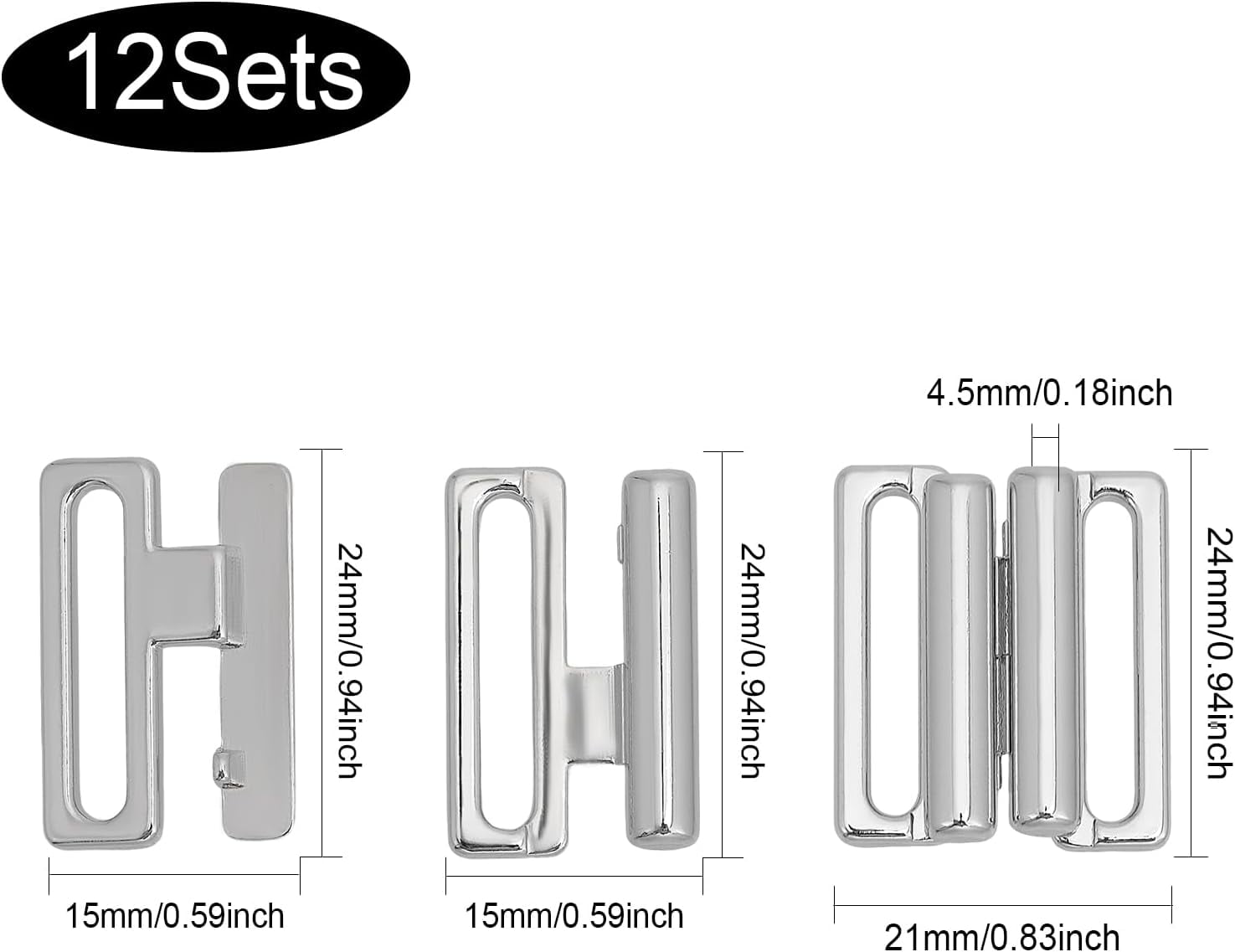 Resistant 304 Stainless Steel Magnetic Clasps with Glue-in Ends Matte Surface Rectangle Stainless Steel Color 18.5x12.5x6mm Hole: 3x10mm