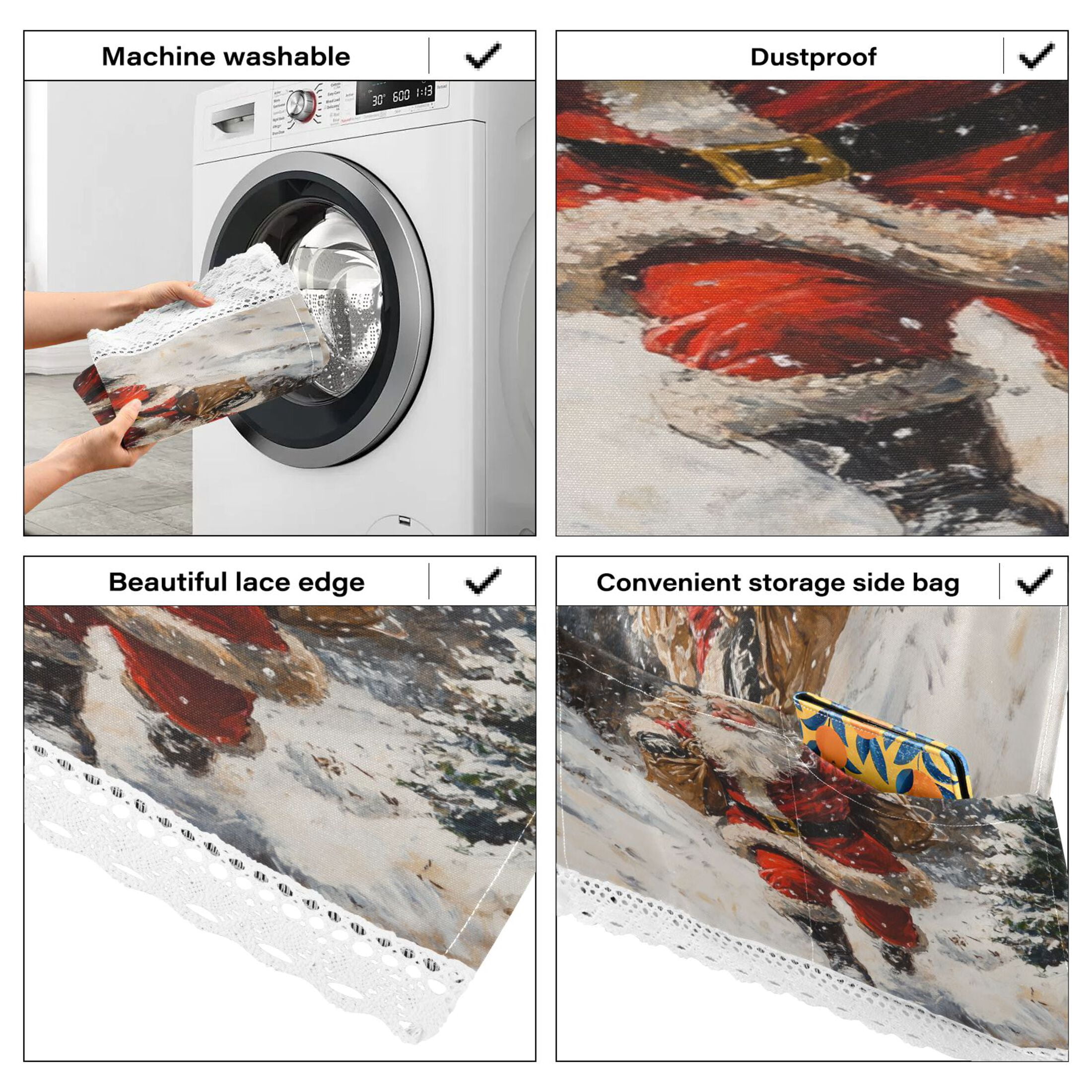 WOBOGO Santa Claus Delivers Gifts in The Snow Washing Machine Cloth Dryer Refrigerator Top Cover Protective Non-Slip Mat For Kitchen Laundry