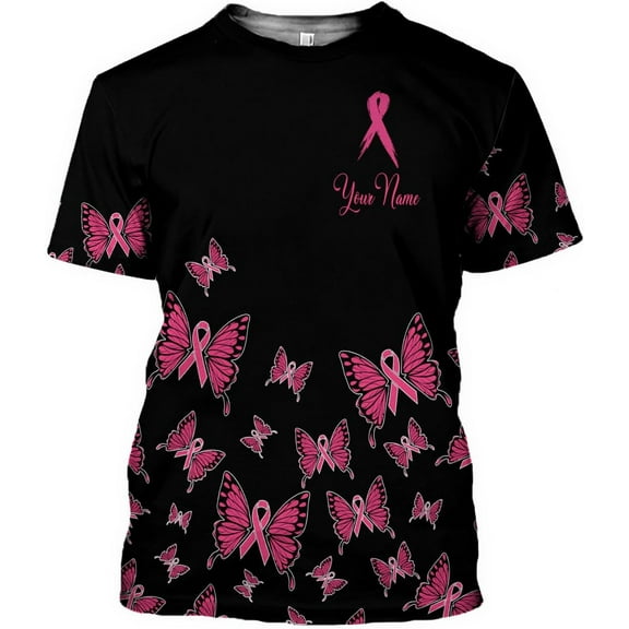 Personalized Breast Cancer Hoodie 3D, Pink Ribbon Awareness Sweatshirt, Survivor Pride Breast Cancer Zip Hoodie (T-shirt, S)