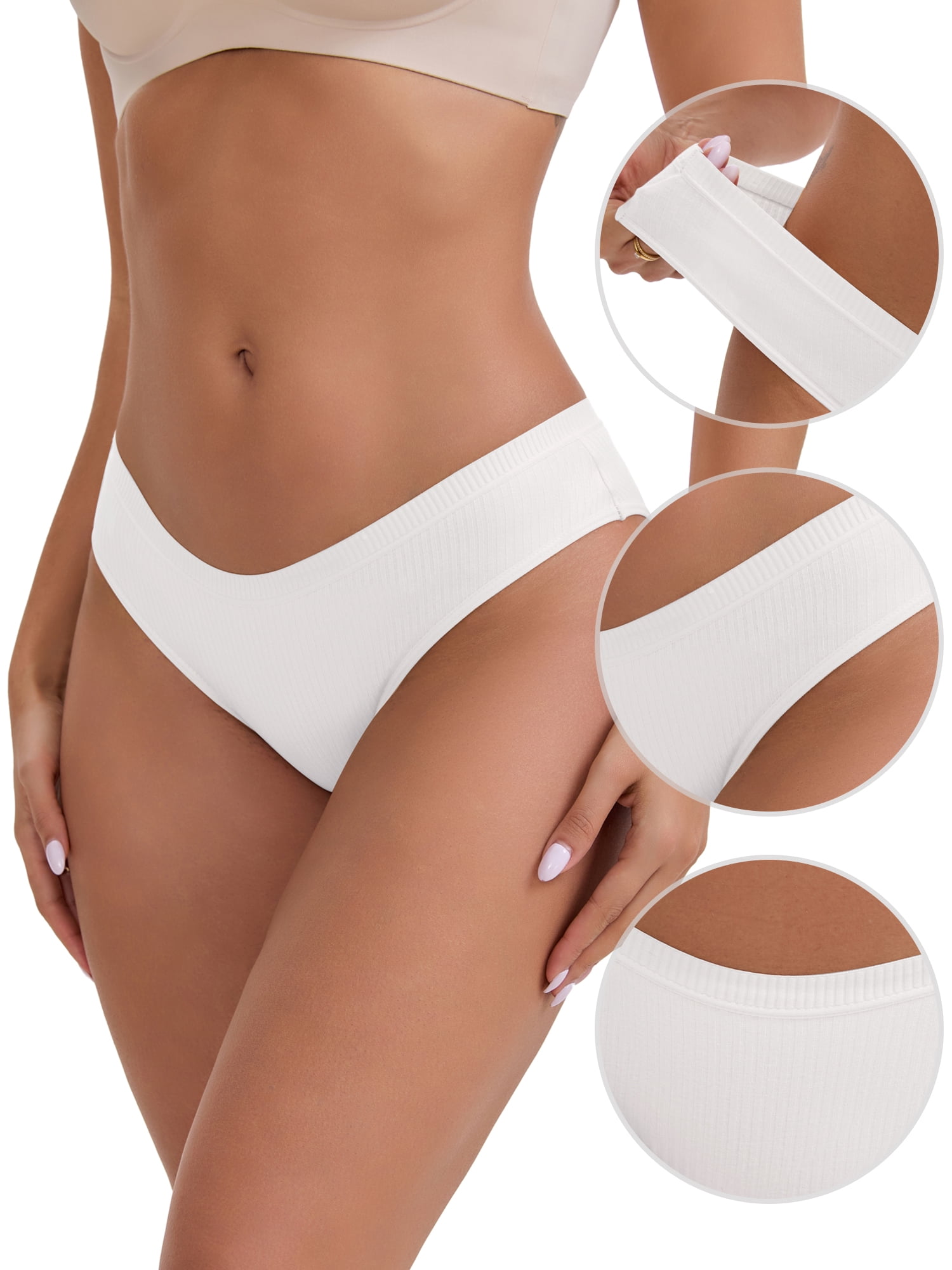 DARING DIVA Women's Cotton Underwear Basic Briefs 5Pcs XL Gray, White, Black, Pink, Beige