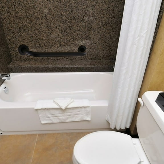 ORDDIART Black Stainless Steel Shower Safety Bar 1 Set 17x3.3x2.2in Non- Bathtub Handrail for Elderly and Kids