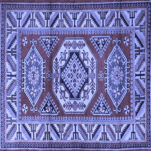 Ahgly Company Machine Washable Indoor Square Persian Blue Traditional Area Rugs, 5' Square