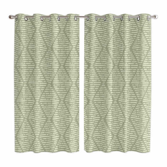 Sage Green Kitchen Curtains Window Panels, Modern Abstract Art Farmhouse Insulated Window Treatment Curtain, Grommet Curtains for Bedroom/Living Room/Bathroom, 2 Piece 52"Wx84"L