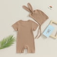thumbnail image 3 of Bagilaanoe Newborn Baby Girls Boys One-pieces Short Sleeve Jumpsuit + Hat 3M 6M 9M 12M 18M Infant Romper Casual Clothing, 3 of 8