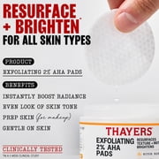 Thayers Exfoliating Facial Toner Pads with Witch Hazel and 2% AHA, Exfoliating Face Toner, 60 Count