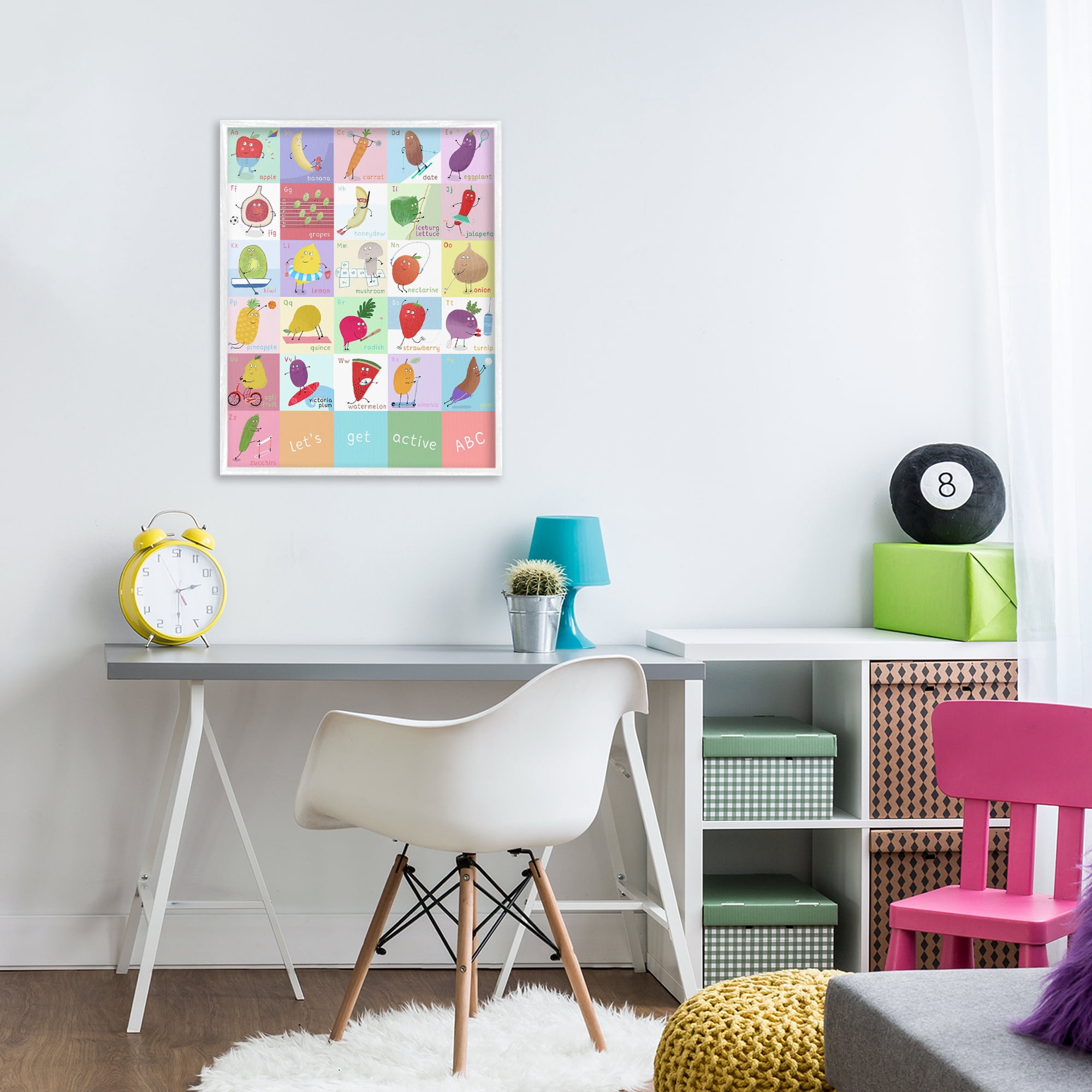 Stupell Industries Let's Get Active ABC's White Framed Giclee Art, design by Carla Daly