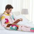 thumbnail image 6 of Naloa Donut Men’s Pajamas Set - Long Sleeve Button Down Sleep Shirt and Pajama Bottoms Sleepwear Set-Large, 6 of 7