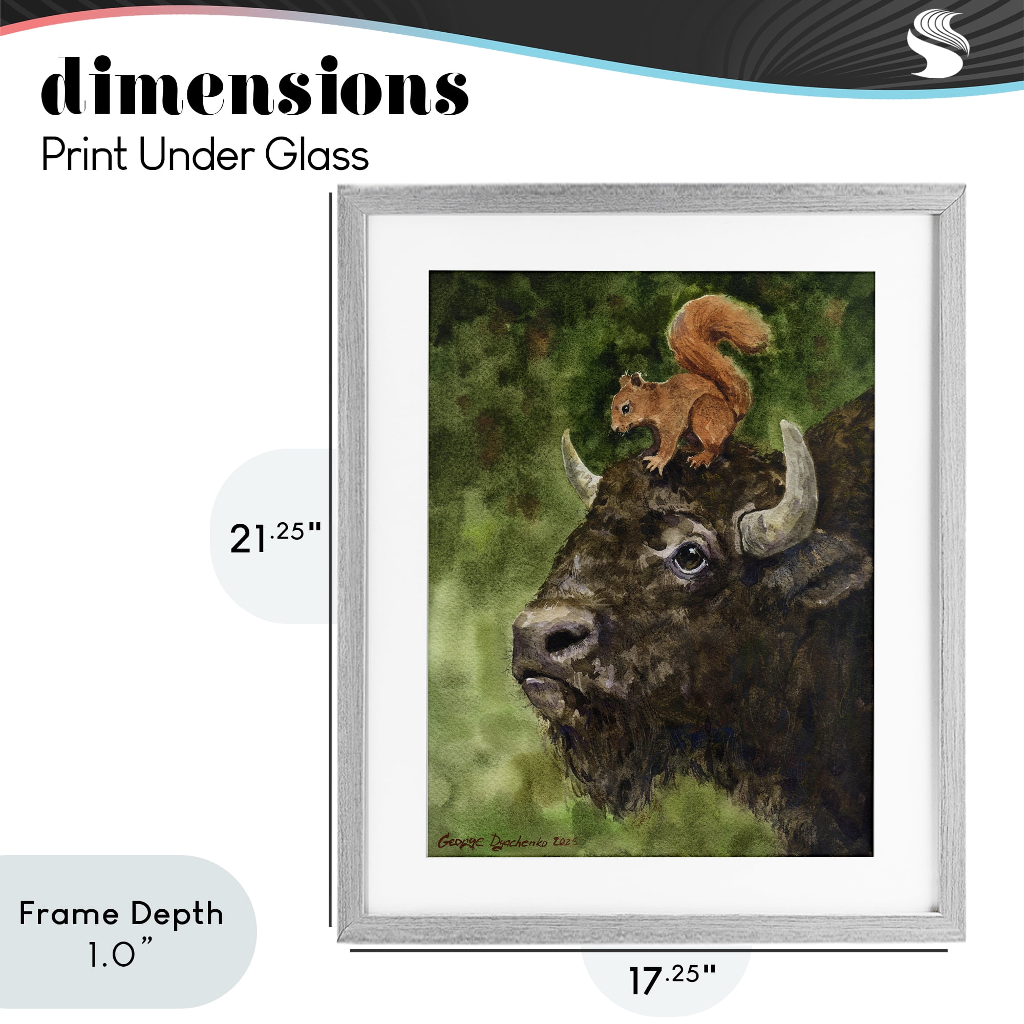 Stupell Industries Bison & Squirrel Duo Gray Framed Print Under Glass, design by George Dyachenko