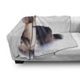 thumbnail image 2 of Corgi Soft Flannel Fleece Throw Blanket, Photo of Pet Friend Pembroke Welsh Puppy Dog Lover, Cozy Plush for Indoor and Outdoor Use, 50" x 60", Pale Eggshell Dark Peach, by Ambesonne, 2 of 5