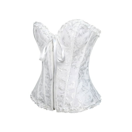 JOELY Women Corset Tops Floral Lace Bustier Overbust Tie-Up Strapless Tube Tops Vintage Court Gown Lingerie Bodyshaper Tops Plus Size XS-6XL