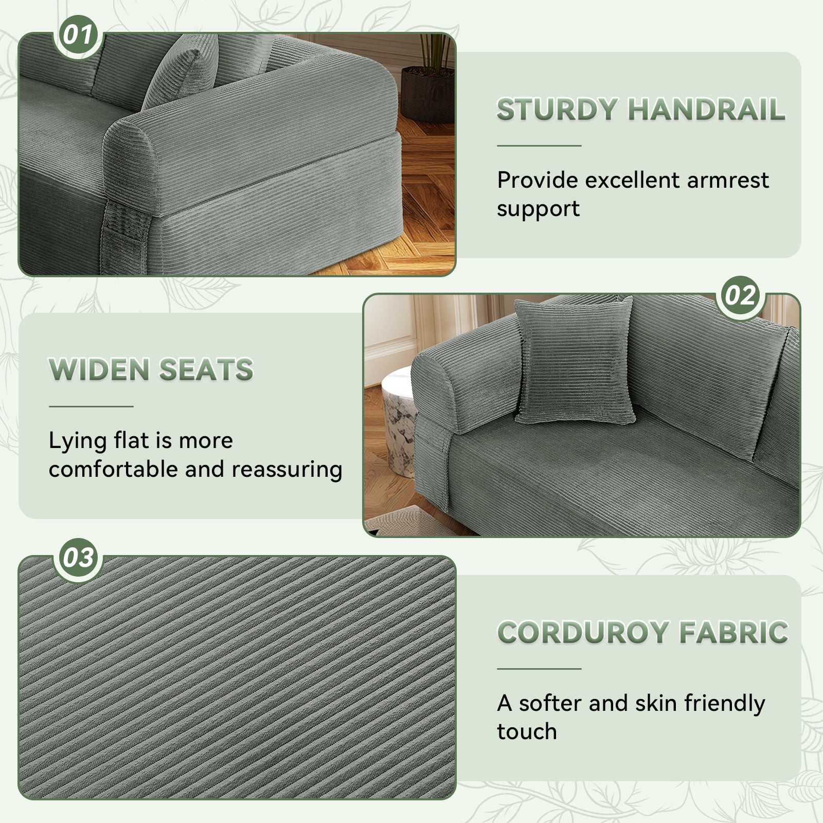 83" Modern Corduroy Loveseat Sofa,2-Seater Cloud Couch with Memory Foam and Spring Seat With Four Pillows,Deep Seat Sofa with Wide Armrests,No Assembly Couch in a Box for Bedroom,Living Room