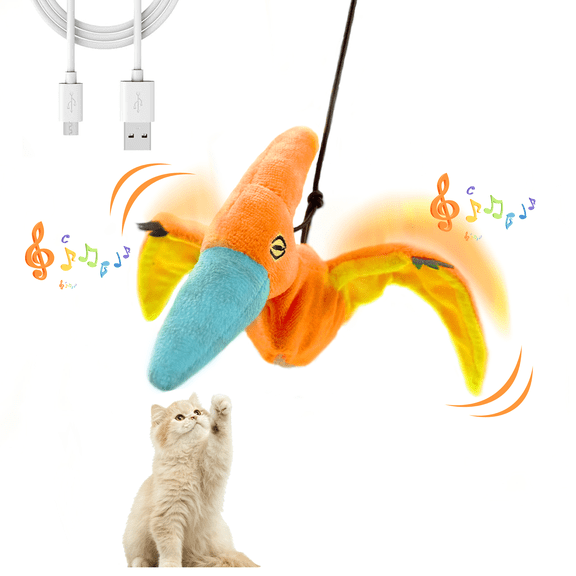 LANHUE Interactive Cat Toys for Indoor Cats, No Flying, Flapping Wings with Chirp Sound, Touch Activated Kitten Toys for Boredom, Rechargeable Kitty Supplies for Exercise