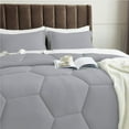 thumbnail image 4 of 1 Piece Honeycomb Design Comforter, 800 TC, 100% Egyptian Cotton, Twin/Twin XL Size Silver Solid, 4 of 5