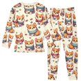 thumbnail image 2 of Dailycode Cotton Pajama Set Snug Fit Long Sleeve Top and Pants for 18M-8Y Corgi Dog Wearing Scarves, 2 of 7