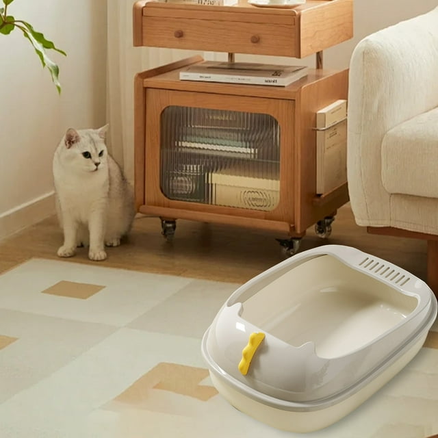 Ftwytp Extra Large Semi-Enclosed Cat Litter Box, Splash-Proof, Odor-Reducing, Easy Clean, Non-Slip Base, Comfortable Private Toilet for Cats, Home and Multi-Cat Use