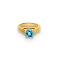 thumbnail image 5 of 14k Yellow Gold Ring with Aqua CZ Charm, 5 of 6
