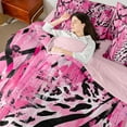 thumbnail image 4 of Manfei Fashion Zebra Print Bedding Comforter Set 7pcs, Pink Leopard Cheetah King Bedding Sets, Teens Kids Adult Female Reversible Bed Sheets, Luxury Bedroom Decor, 4 of 7