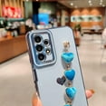 thumbnail image 5 of Samsung Galaxy A23 5g Phone Case with Cute Heart Bracelet Strap Luxury Plating Hearts Pattren Cover with Hearts Hand Chain for Women Camera Protection Shockproof Bumper for Galaxy A23 (Blue), 5 of 6