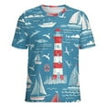thumbnail image 5 of Nautical Lighthouse Sailboats(2)-2 Women's Short Sleeve T-Shirt Crew Neck Casual Summer Trendy Loose Fit Tops, 5 of 7
