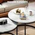 thumbnail image 4 of HOMCOM Nesting Tables, 31" Round Coffee Table Set of 2, Marble White, 4 of 10