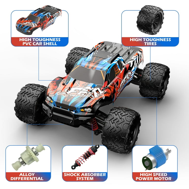 Joystone RC Cars High Speed Remote Control Car for Boys, 1:16 Scale 45+km/h Fast 4WD RC Trucks with LED Lights,2.4GHz All Terrain Offroad Truck with 2