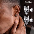 thumbnail image 4 of FaithHeart Norse Viking Wolf Head Stud Earrings for Men Women Celtic Knot Sterling Silver Hypoallergenic Lightweight Birthday Christmas Valentines Jewelry Gift, 4 of 10