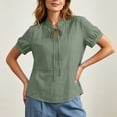 thumbnail image 5 of DeHolifer Women's Summer Tops V-Neck Solid Color Casual Lightweight Short Sleeve Tee T-Shirts Green 2XL, 5 of 8