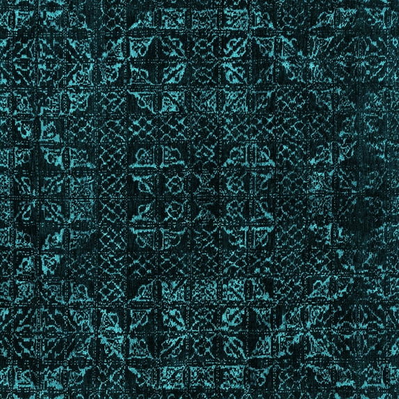 Ahgly Company Indoor Square Abstract Turquoise Blue Modern Area Rugs, 3' Square