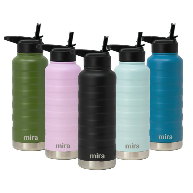 MIRA 32 oz Stainless Steel Insulated Sports Water Bottle - 2 Caps - Hydro  Metal Thermos Flask Keeps Cold for 24 Hours, Hot for 12 Hours - BPA-Free