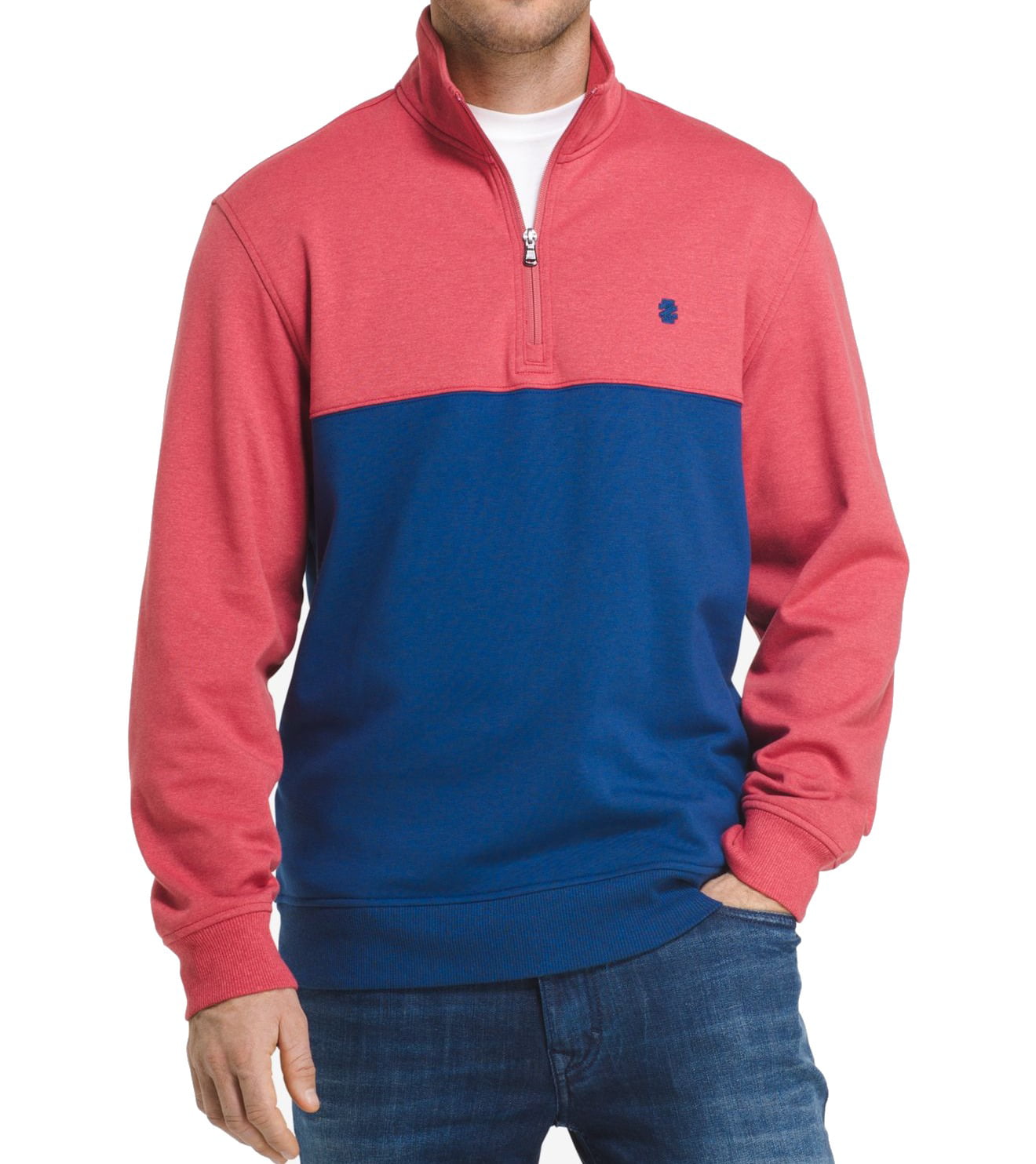 IZOD Navy Blue Mens Fleece Colorblock 1/2 Zip Sweater - Walmart.com