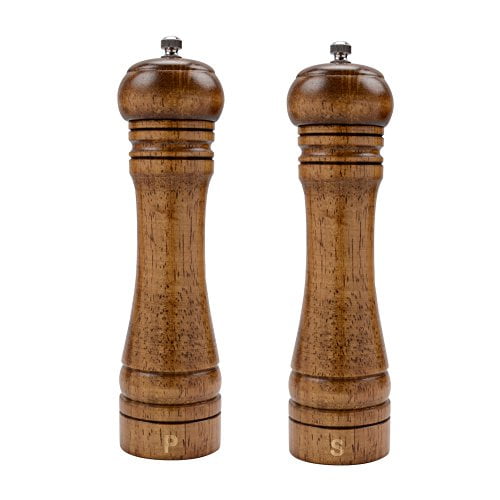 Wood Salt and Pepper Grinder Set Manual Salt and Pepper Mill with Adjustable Ceramic Core Strong and Easy to Use 6.5 Inch Black+White Spice Grinder Refillable Salt and Pepper Shakers 
