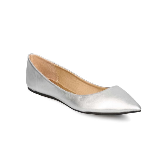 New Women CHeRISH Ember-2018 Metallic Leatherette Pointy Toe Ballet Flat