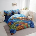 thumbnail image 3 of Feelyou Teen Sea Turtle Twin Bedding Sets 7-Piece, Cartoon Sealife Bedding Comforter Set, Dreamy Underwater World Reversible Sheet Sets, Luxury Bedroom Decor, 3 of 7