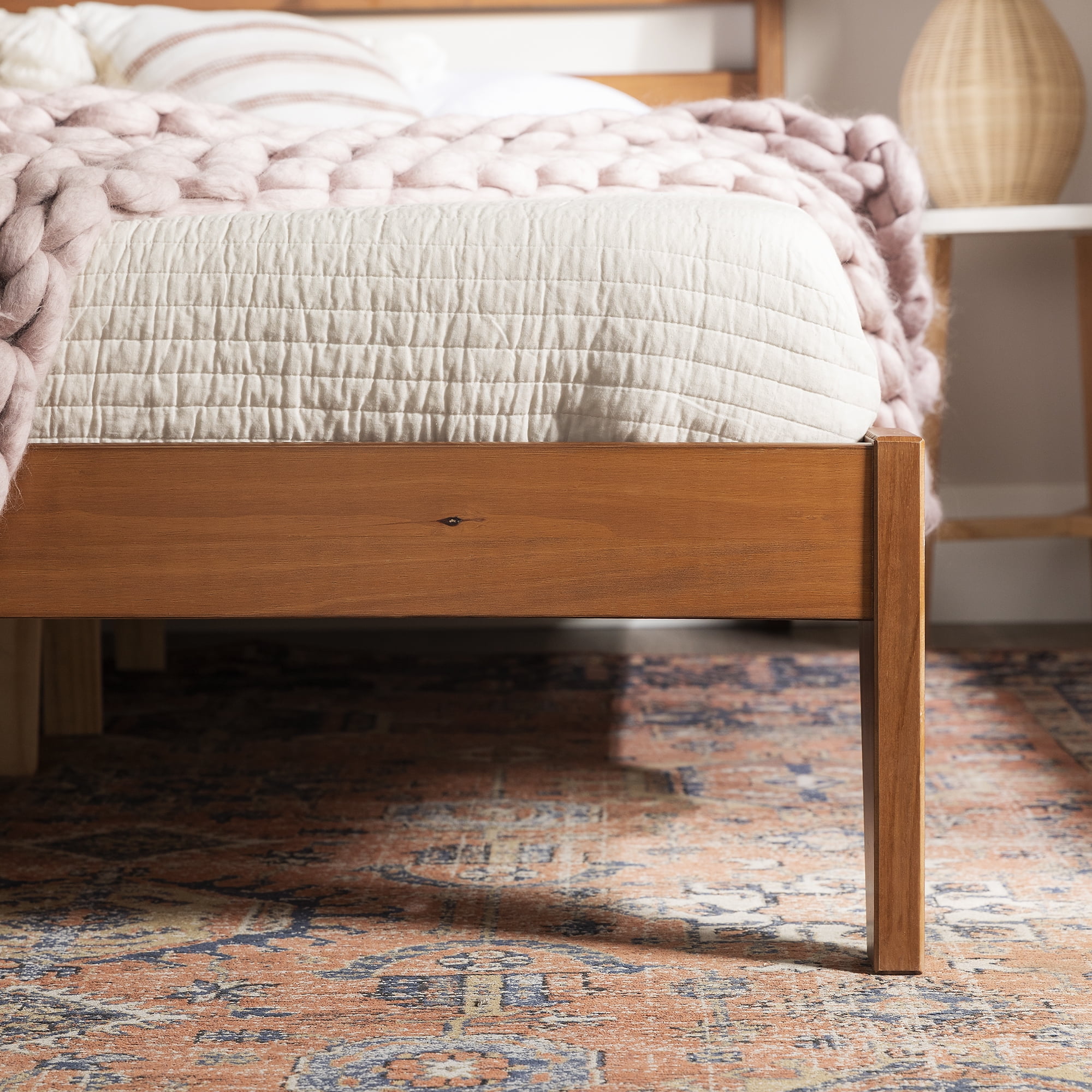 Walker Edison Abrielle Modern Queen Platform Caramel Bed Frame