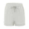 thumbnail image 4 of Cotton Linen Shorts for Women Summer Lightweight Elastic Waist Wide Leg Loose Beach Shorts with Pockets, 4 of 6