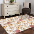 thumbnail image 4 of Vintage Flowers Area&nbsp;Rug 4x6ft Beige Pinkplants Lily Modernism Non-Slip&nbsp;Washable Square&nbsp;Rugs Soft Felt Indoor Floor Mat for Bedroom Kitchen Living Room Bathroom, 4 of 9