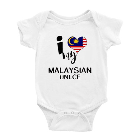 

I Heart My Malaysian Unlce Malaysia Love Flag Newborn Clothes Outfits (White 12-18 Months)