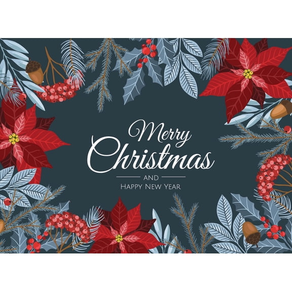 Poinsettia Christmas Greeting Cards - 12 Cards with Envelopes - Christmas - B180