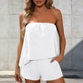 thumbnail image 2 of Miluxas Women's 2 Piece Outfit Strapless Top and Shorts Set Casual Summer Outfit for Beach Vacation White, 2 of 6
