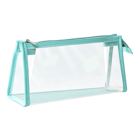 Zipper Pouch, Transparent Storage Bag, Stationery Organizer, Clear Multi-Purpose Pouch with Zipper Closure, Portable Bag for Pens, Pencils and Daily Cosmetic Storage,Mint Green
