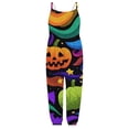 thumbnail image 4 of Gunia Toddler Girl Halloween Outfit Flannel Pumpkin Kids Suspender Romper Loose Harem Style Jumpsuit Festive Party Outfits 4-5 Years, 4 of 5