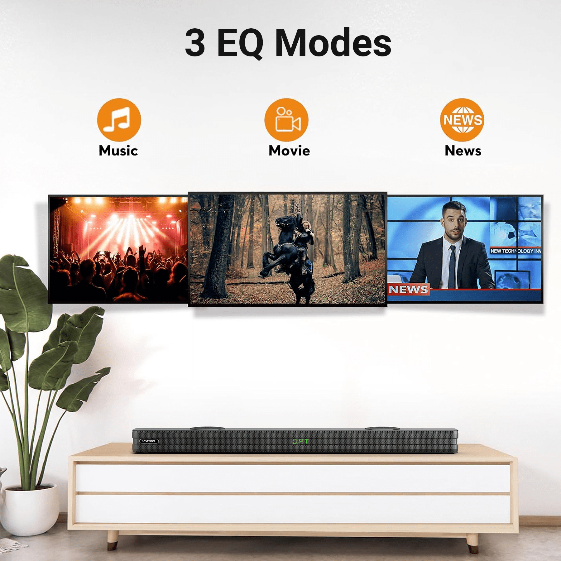 VEAT00L S50L 100W 2.2ch Sound Bars for TV, Soundbar with Subwoofer, Wired & Wireless Bluetooth 5.0 3D Surround Speakers, Optical/HDMI/AUX/COAX/USB Connection, Wall Mountable