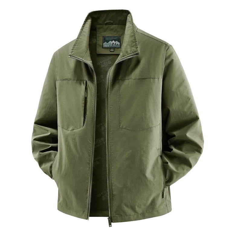 SGFCWSX Men's Zip Up Jacket Lightweight Stand Collar Pockets Loose