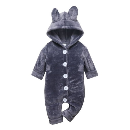 

Qufokar Babies Clothing Baby Girl Rompers 18-24 Months Toddler Kids Girls Boys Cute Soild Long Sleeves Cartoon Ear Hooded Romper Jumpsuit Outfits