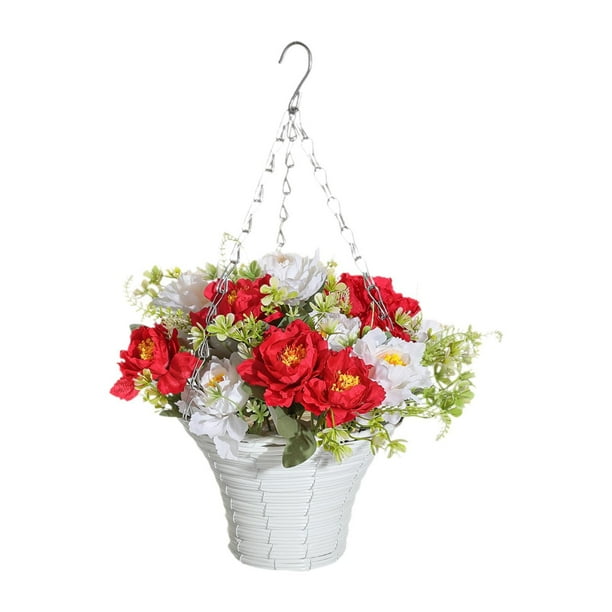 Flores artificiales colgantes en cesta, arreglo floral, planta artificial, colgante falso Estilo B