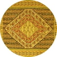 thumbnail image 1 of Ahgly Company Indoor Round Medallion Yellow Traditional Area Rugs, 4' Round, 1 of 4